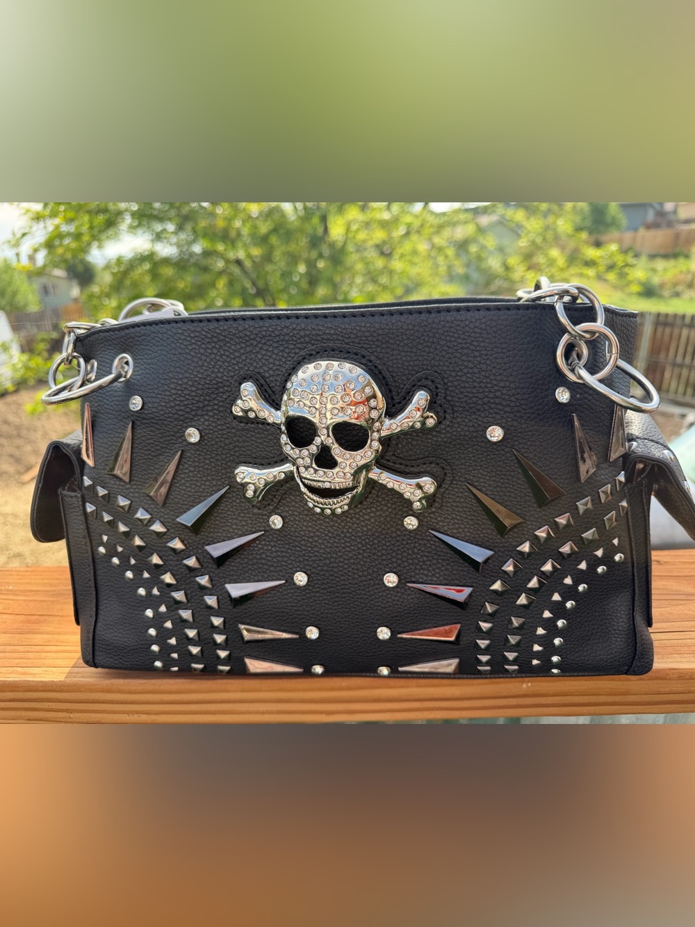 Black Skull-Embellished Women’s conceal and carry  purse